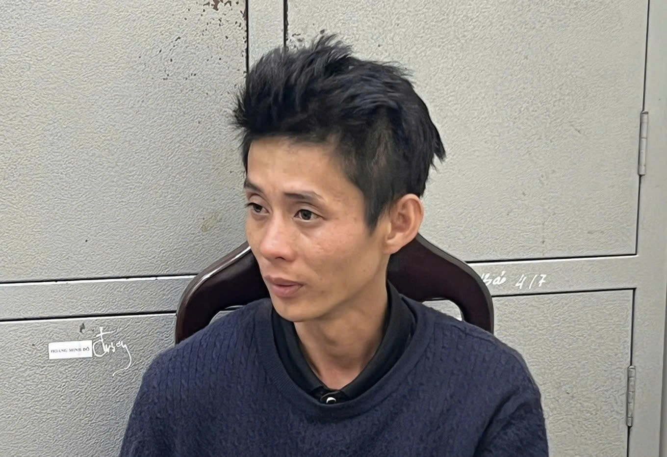 Tài xế Huỳnh Hùng tại cơ quan công an