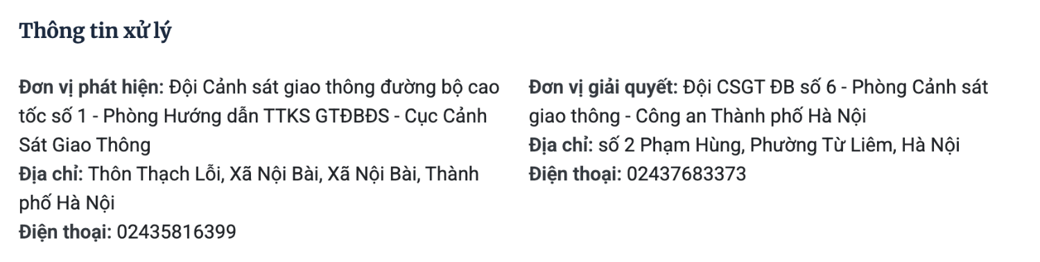 Thông tin Đội Cảnh sát giao thông hỗ trợ xử phạt
