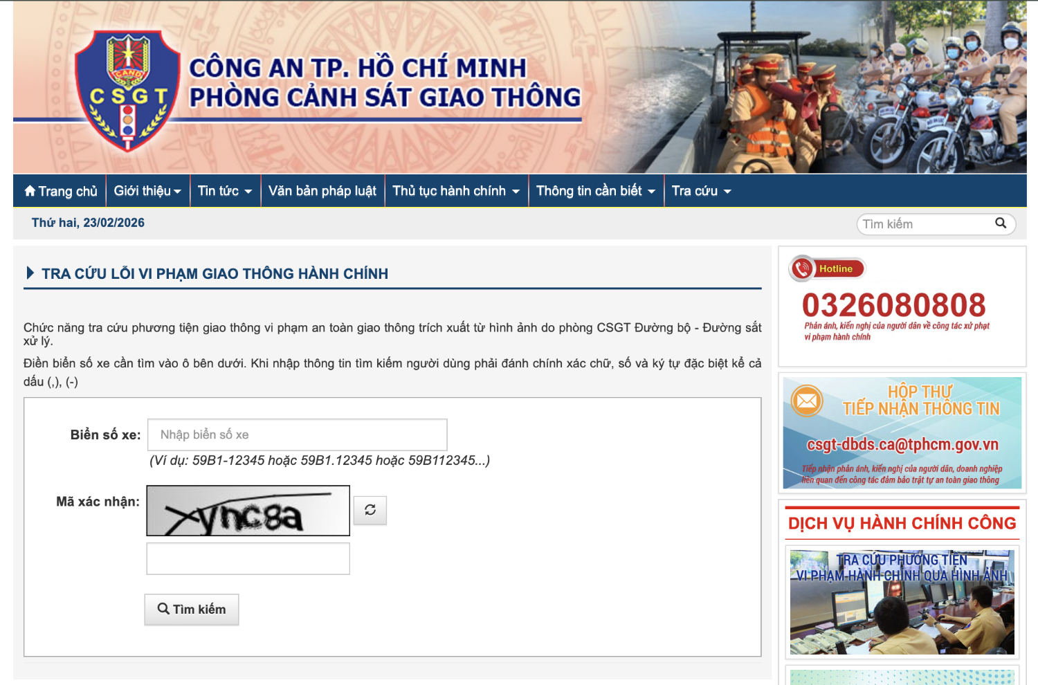 Tra cứu lỗi vi phạm giao thông hành chính