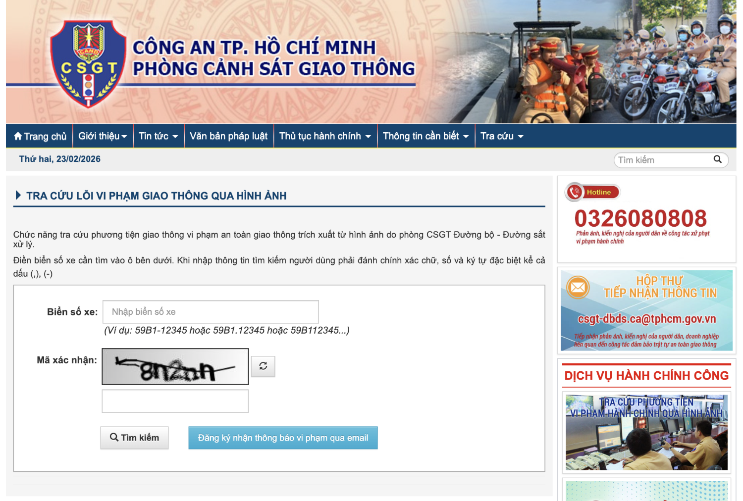 Tra cứu lỗi vi phạm giao thông qua hình ảnh