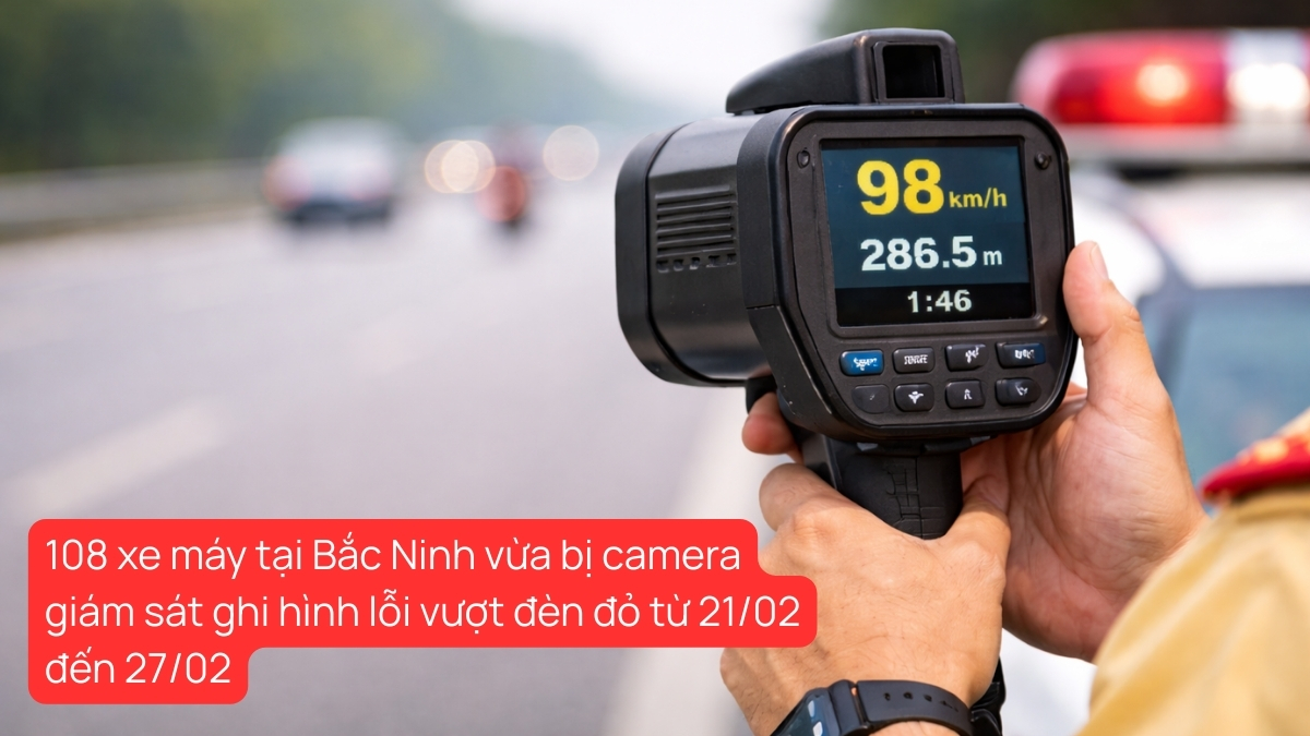 108 xe máy tại Bắc Ninh vừa bị camera giám sát ghi hình lỗi vượt đèn đỏ từ 21:02 đến 27:02