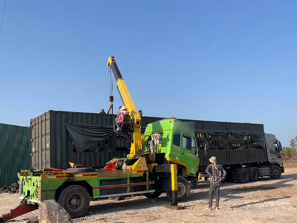 Lực lượng cảnh sát giao thông buộc chủ phương tiện phải hạ tải trước khi tiếp tục lưu thông