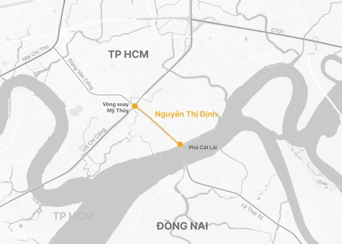 
Hướng tuyến đường Nguyễn Thị Định. Đồ họa: Hoàng Thanh
