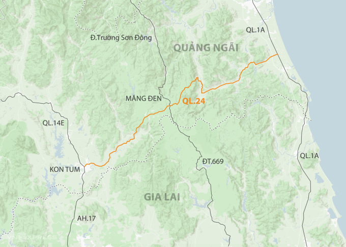 
Hướng tuyến quốc lộ 24. Đồ họa: Hoàng Khánh
