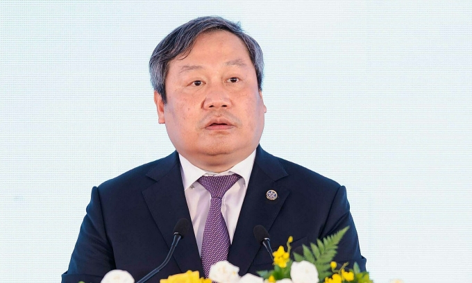 
Ông Vũ Đại Thắng, Chủ tịch UBND Hà Nội phát biểu tại lễ khởi công. Ảnh: Phương Linh
