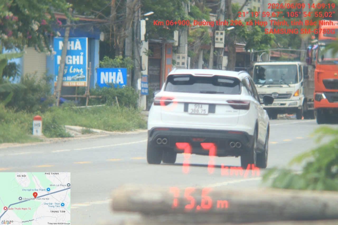 Ô tô chạy quá tốc độ. Ảnh: Phòng CSGT Công an tỉnh Bắc Ninh