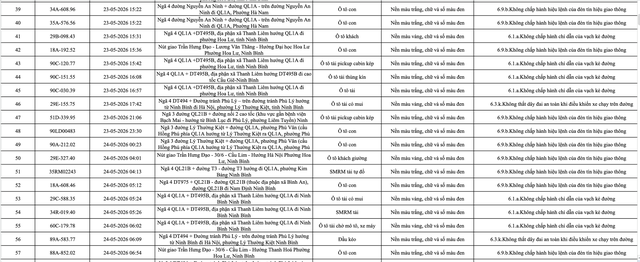 Ninh Bình công bố danh sách 388 ô tô vi phạm giao thông từ 23 đến 31/5